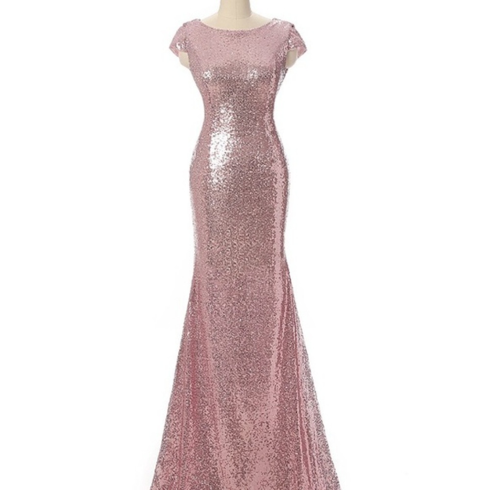 Rose gold (pink) sequin PROM gown- pageant/wedding